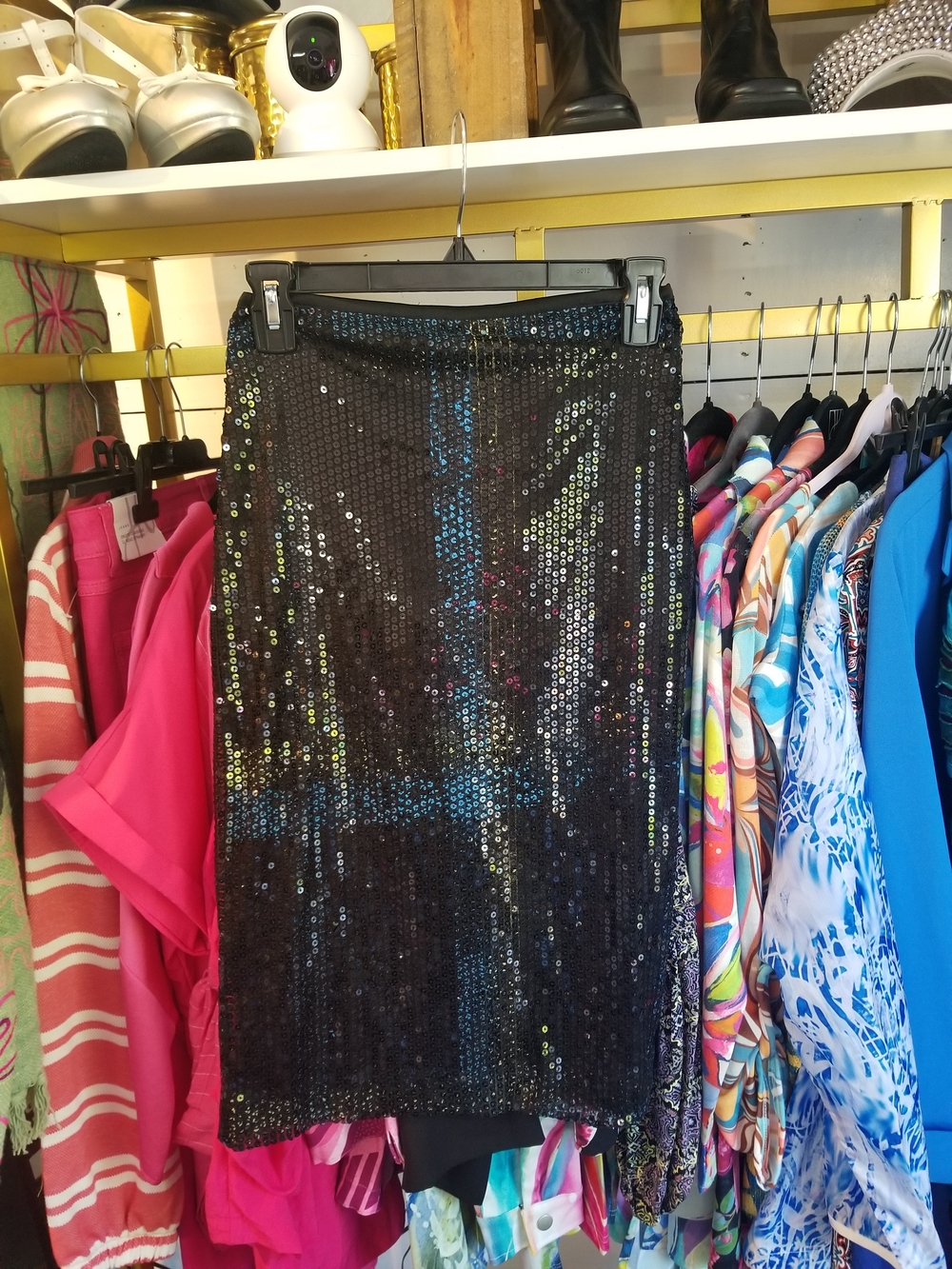 Sequin Pencil Skirt - Black Iridescent